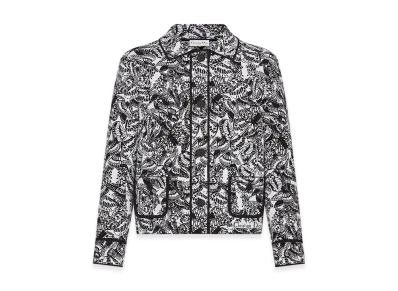 Dior Women's Cropped Jacket Technical Jacquard Butterflies Motif "Black/White"