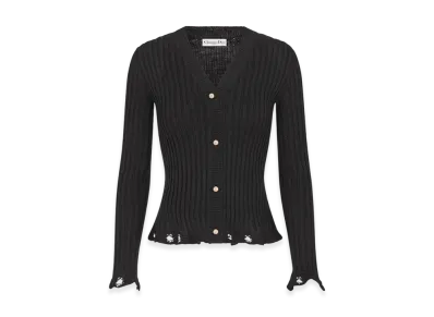 Dior Women's Twin-Set Linen Cashmere Silk Ribbed Knit "Black"