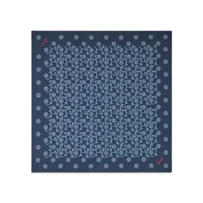 KENZO 'MARGUERITE'' Silk Square "Blue Black"