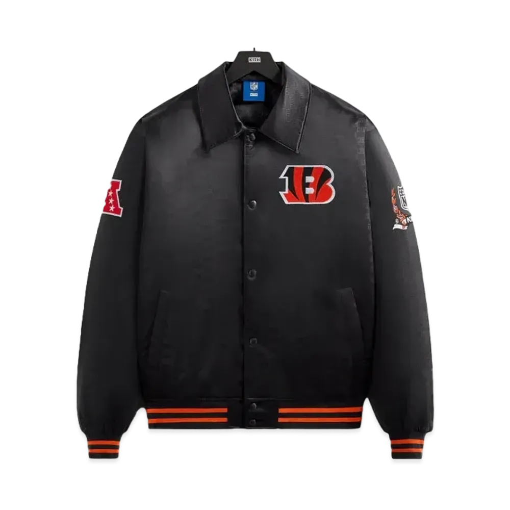 Kith x the NFL: Bengals Satin Bomber Jacket "Black"