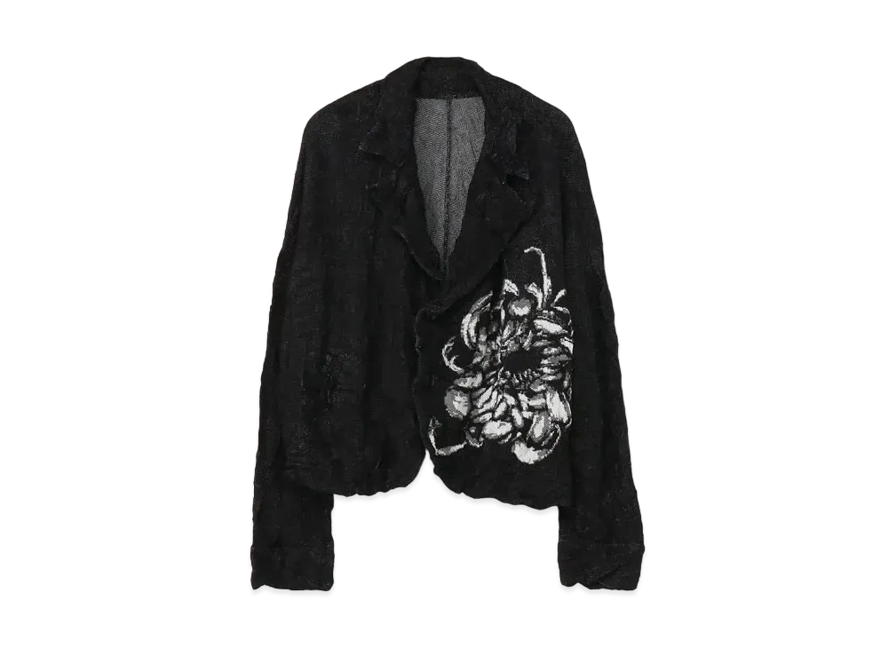 Yohji Yamamoto Y's FLOWER W JACQUARD WRINKLE JACKET "Black"
