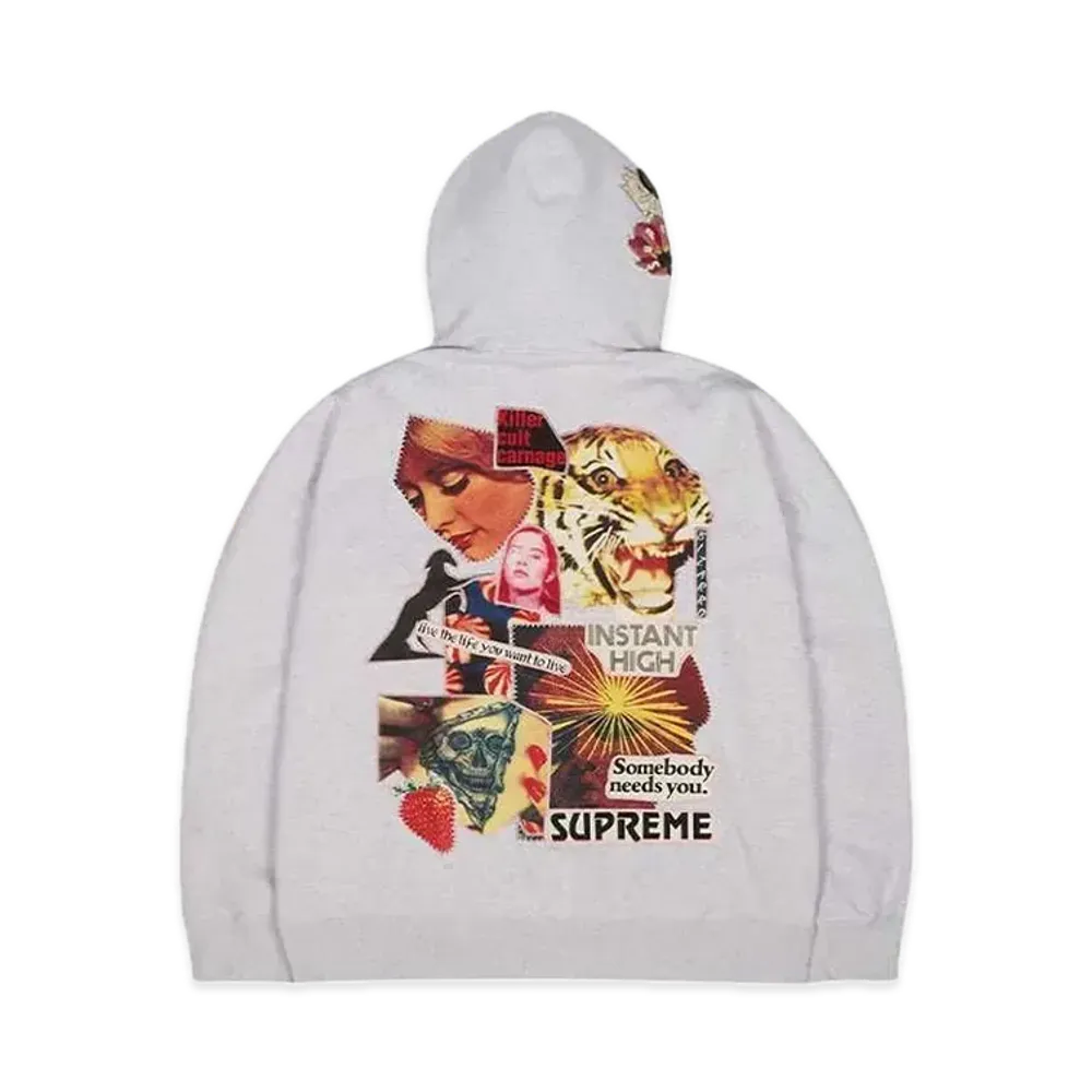 Supreme Instant High Patches Hooded Sweatshirt "Ash Grey"