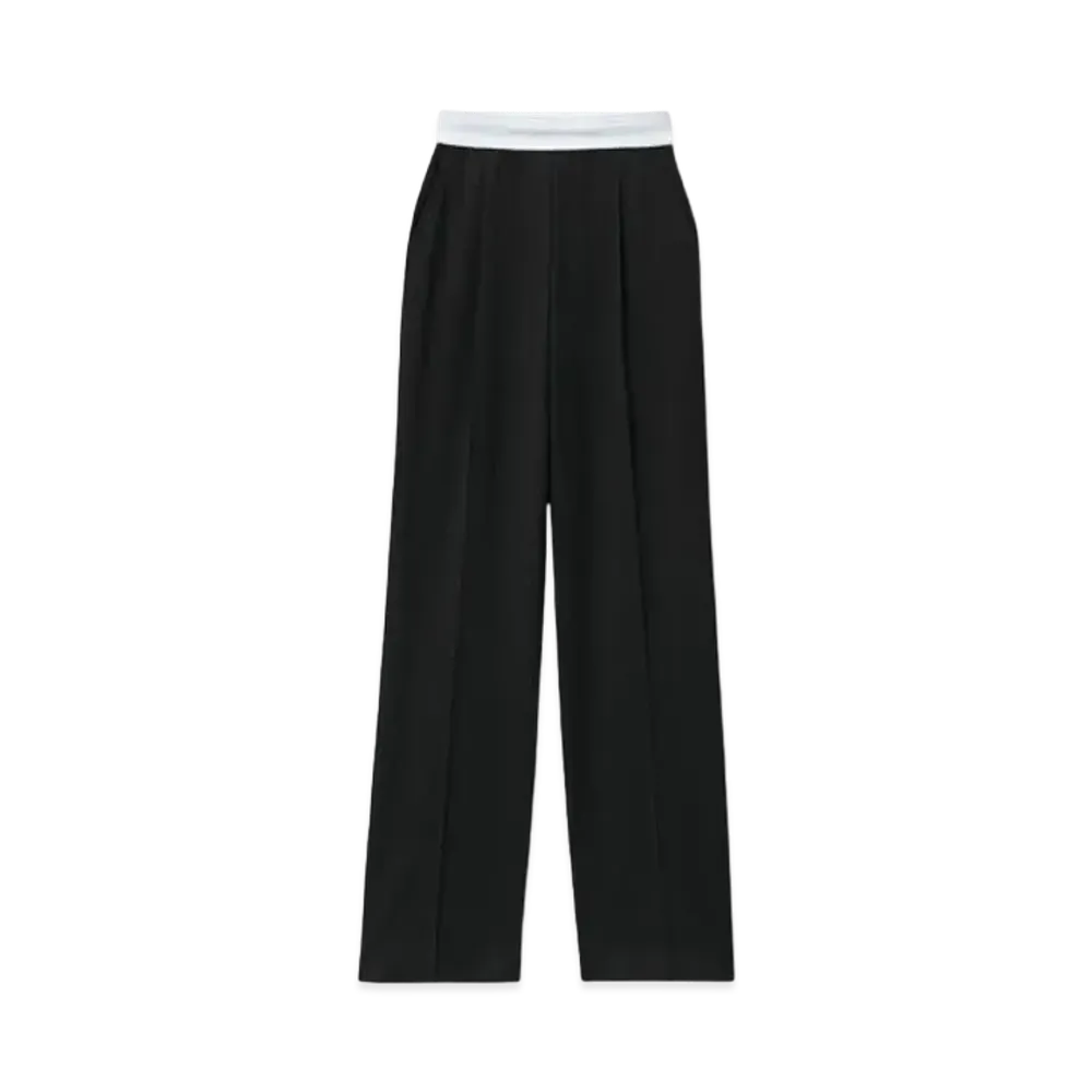 Alexander Wang Logo High Waist Stretch Pleats Pants "Black"