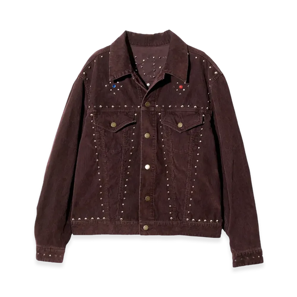 NEEDLES x STUDIOUS Studded Jean Jacket - 14W Corduroy "Purple"