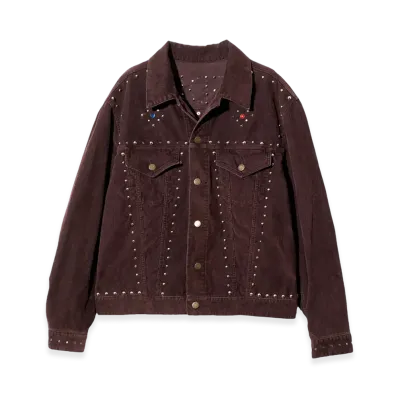 NEEDLES x STUDIOUS Studded Jean Jacket - 14W Corduroy "Purple"