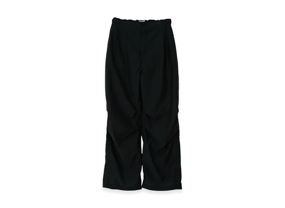 YOKE Exclusive Wool Nylon Poplin Knee Tuck Easy Pants "Black"