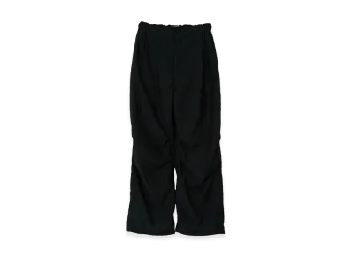 YOKE Exclusive Wool Nylon Poplin Knee Tuck Easy Pants "Black"