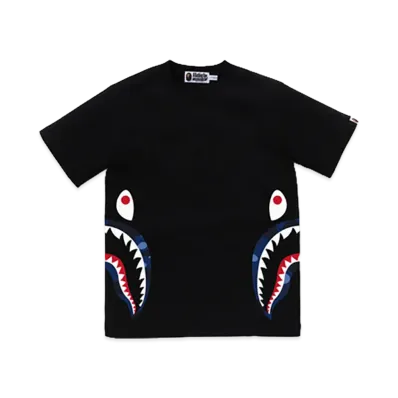 A BATHING APE Junior Color Camo Side Shark Tee "Black/Navy"
