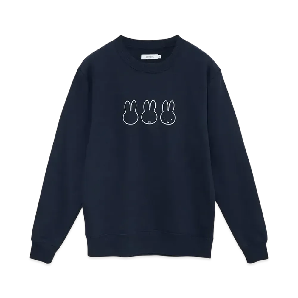 graniph x Miffy Face Line Fleece Sweat "Navy"