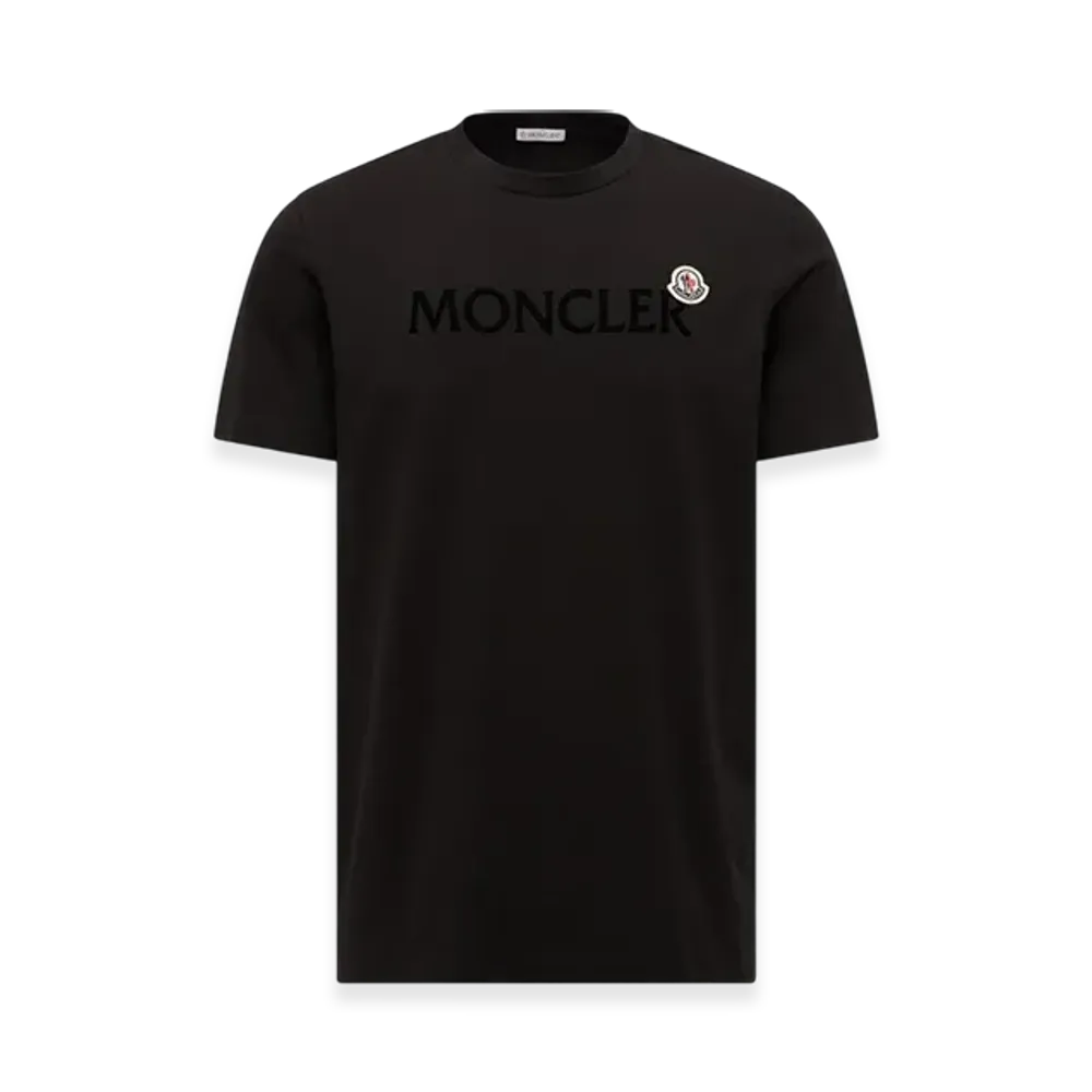 MONCLER Flocked Logo Cotton T-Shirt "Black"