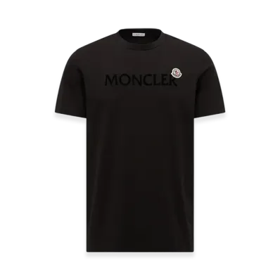 MONCLER Flocked Logo Cotton T-Shirt "Black"