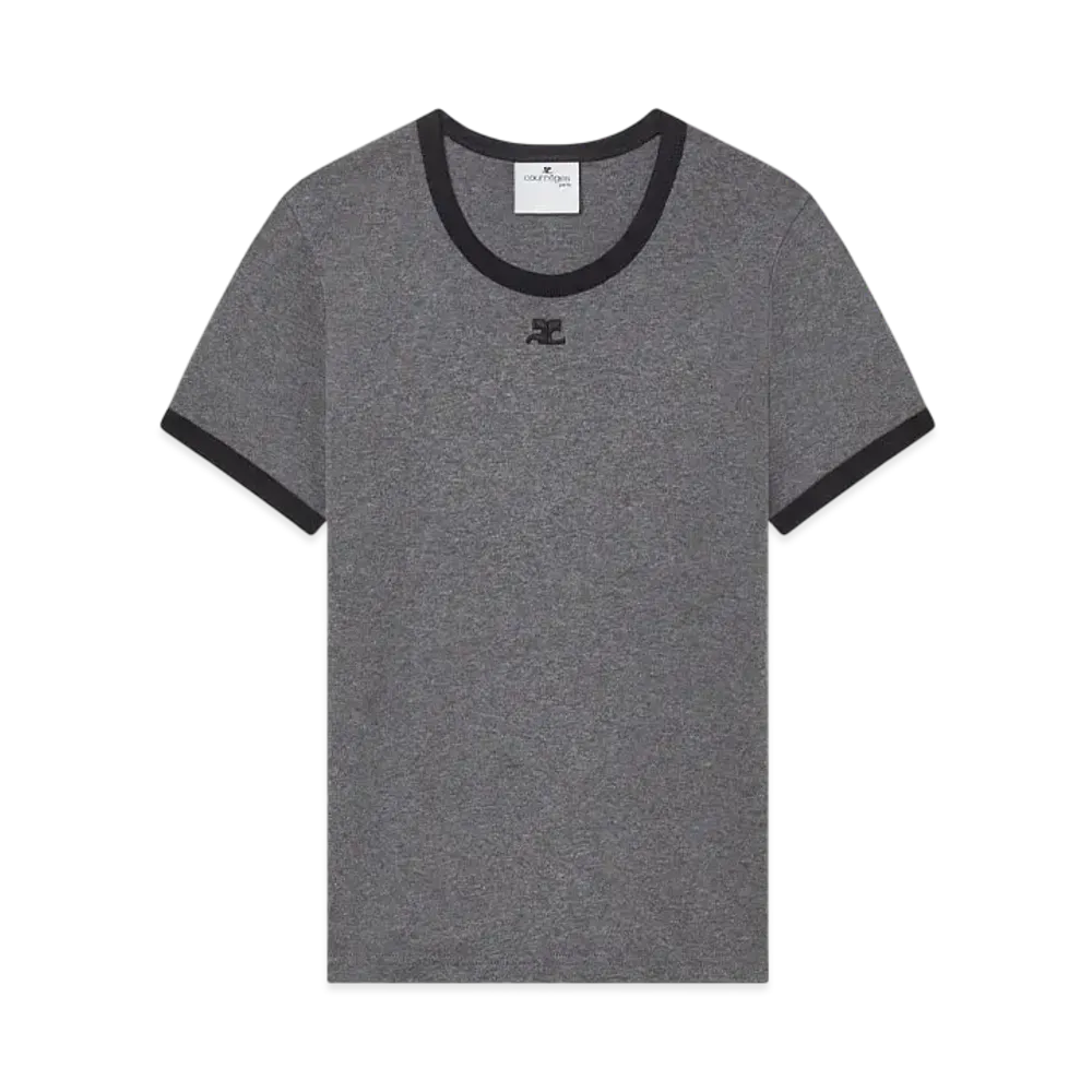 Courreges Men's Signature Contrast T-Shirt "Dark Heather Grey/Black"