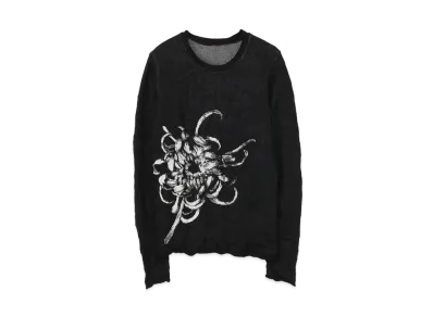 Yohji Yamamoto Y's FLOWER W JACQUARD WRINKLE BASIC PULLOVER "Black"
