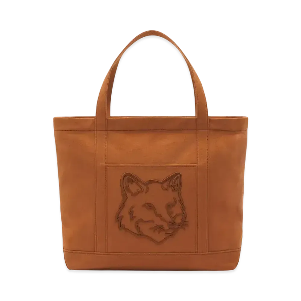 Maison Kitsune Fox Head Large Tote "Fawn Brown"