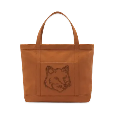 Maison Kitsune Fox Head Large Tote "Fawn Brown"