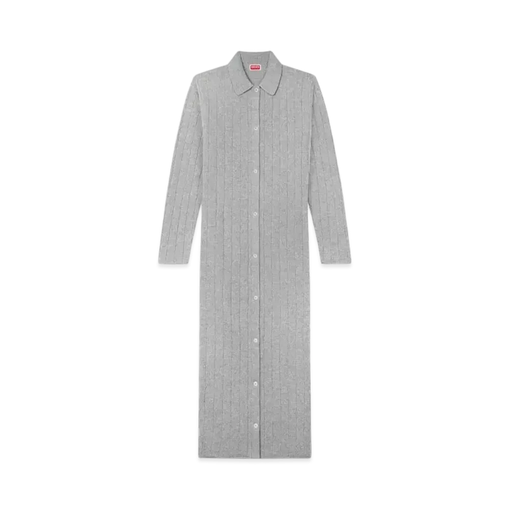 KENZO Long Embroidery Cardigan In Wool & Cashmere "Misty Grey"