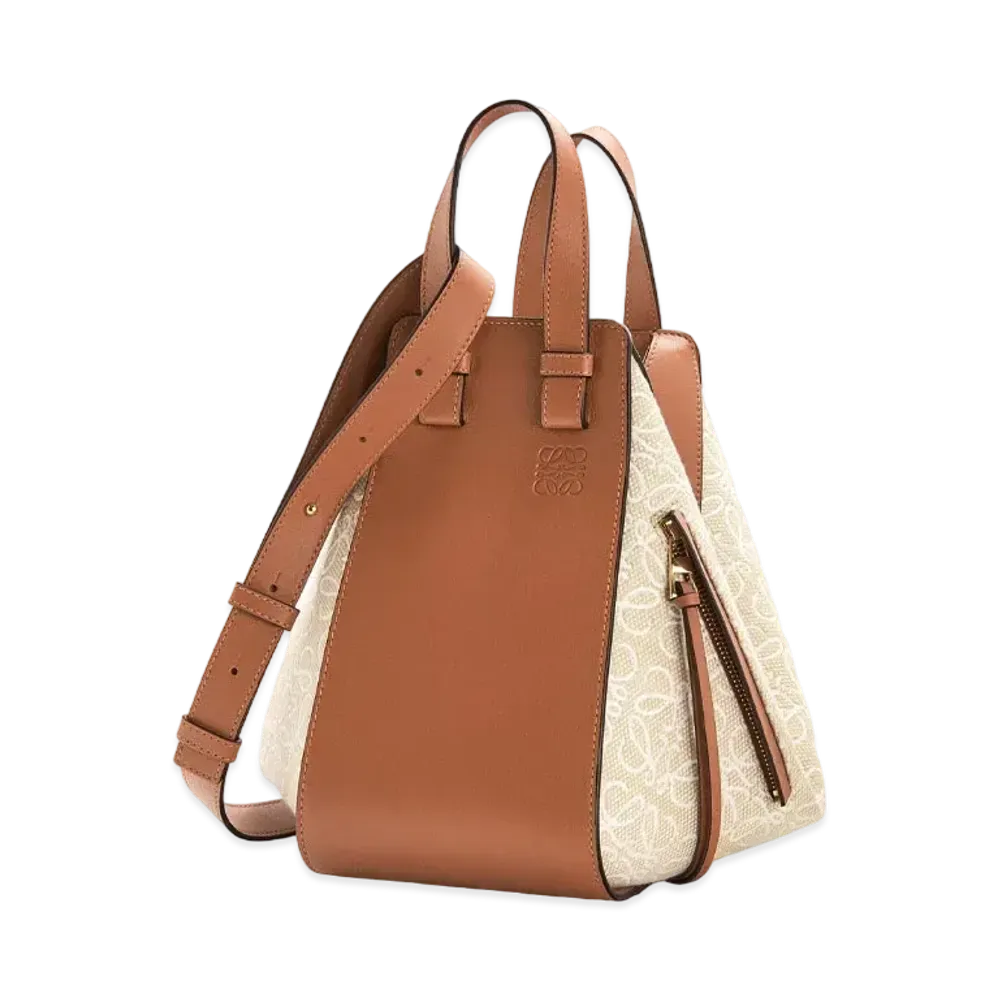 LOEWE Small Hammock Bag In Anagram Jacquard And Calfskin "Ecru/Tan"