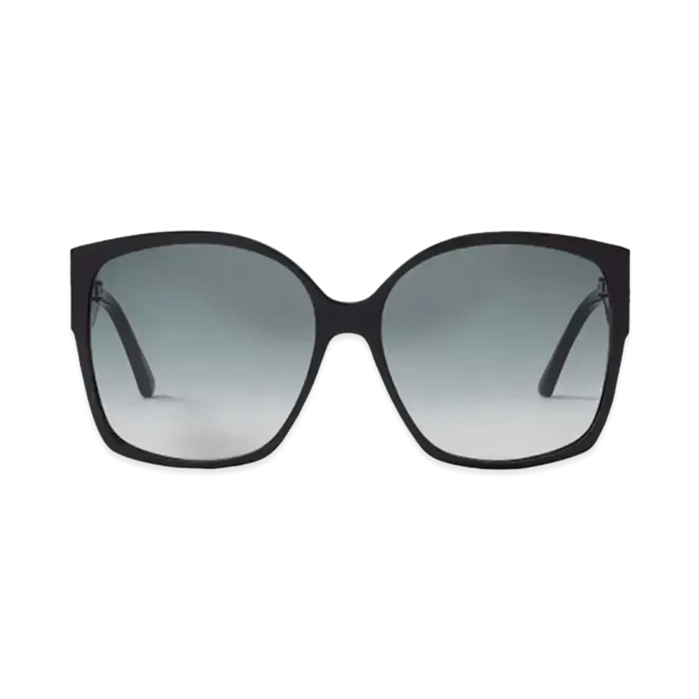 Jimmy Choo Noemi Square-Frame Sunglasses With Crystal JC Logo "Black/Gold"