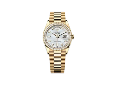 ROLEX Day-Date 36mm Yellow Gold Diamond 128348RBR "White Mother-of-Pearl"