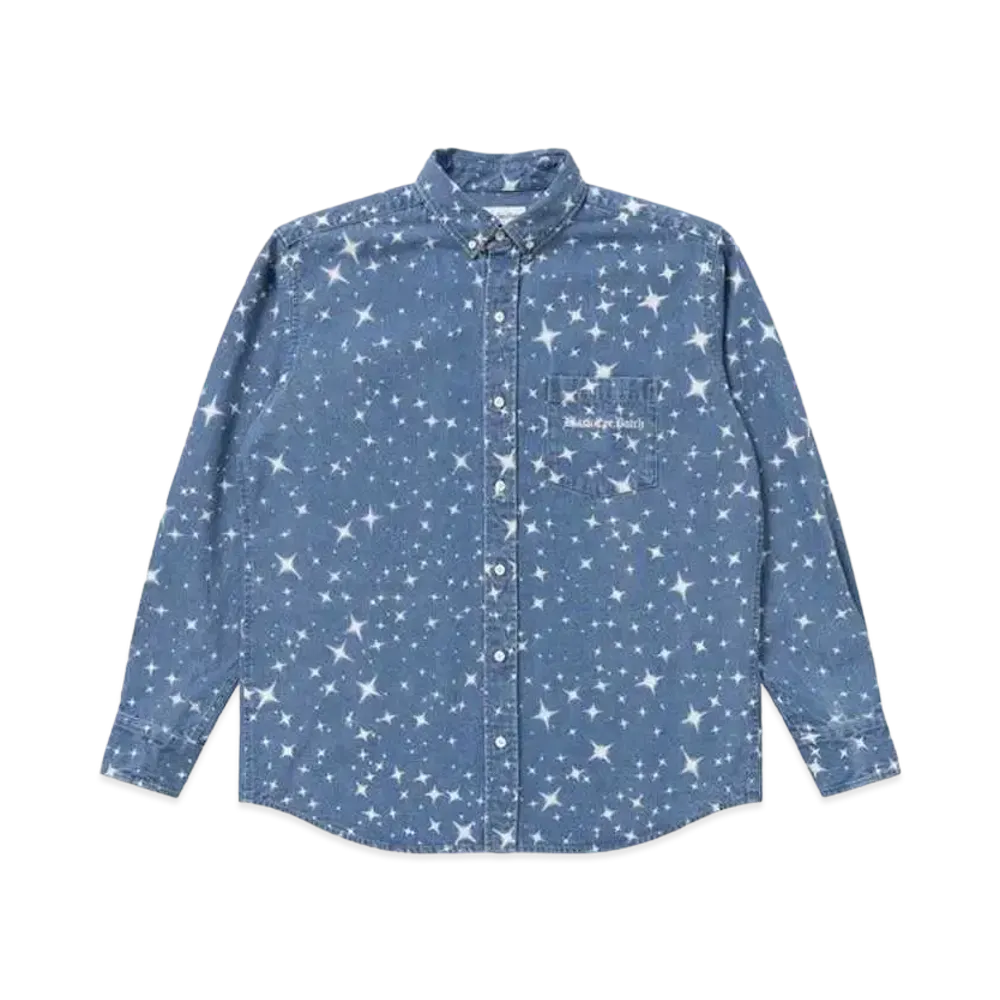 Blackeyepatch Star Pattermed Denim Shirt "Blue"
