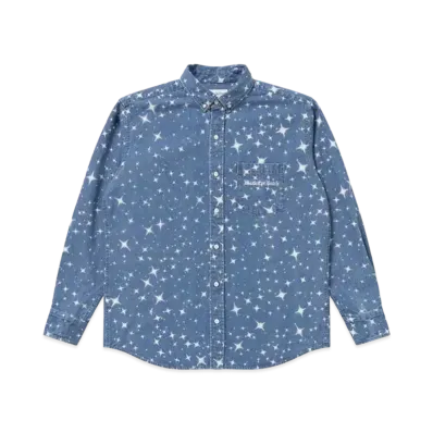 Blackeyepatch Star Pattermed Denim Shirt "Blue"