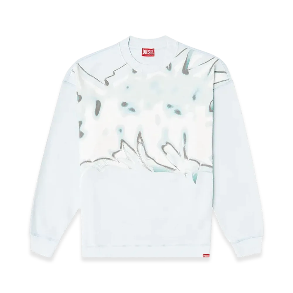 Diesel F-Lora-Loop Distressed Sweatshirt With Graffiti Print "Light Blue"