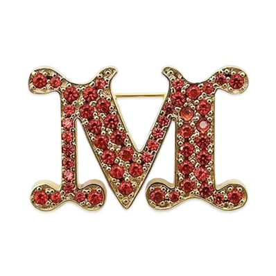 Max Mara Women's Facella Crystal Monogram Brooch "Red"