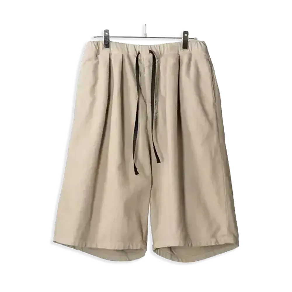 ANCELLM Brushed Cotton Wide Cropped Pants "Greige"