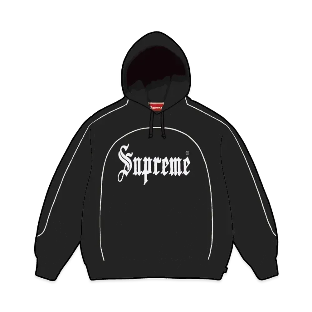 Supreme Curve Piping Hooded Sweatshirt "Black"