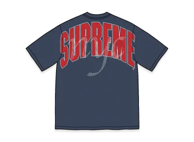 Supreme Rhinestone Script S/S Top "Navy"
