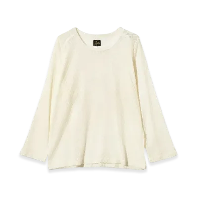 NEEDLES L/S U-Neck Tee - PE/W Raschel Lace "White"