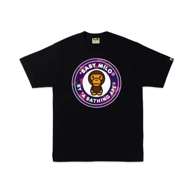 A BATHING APE COLOR CAMO MILO BUSY WORKS TEE "Black Purple"