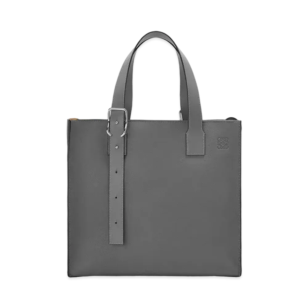 LOEWE Buckle Zip Tote In Soft Grained Calfskin "Anthracite"