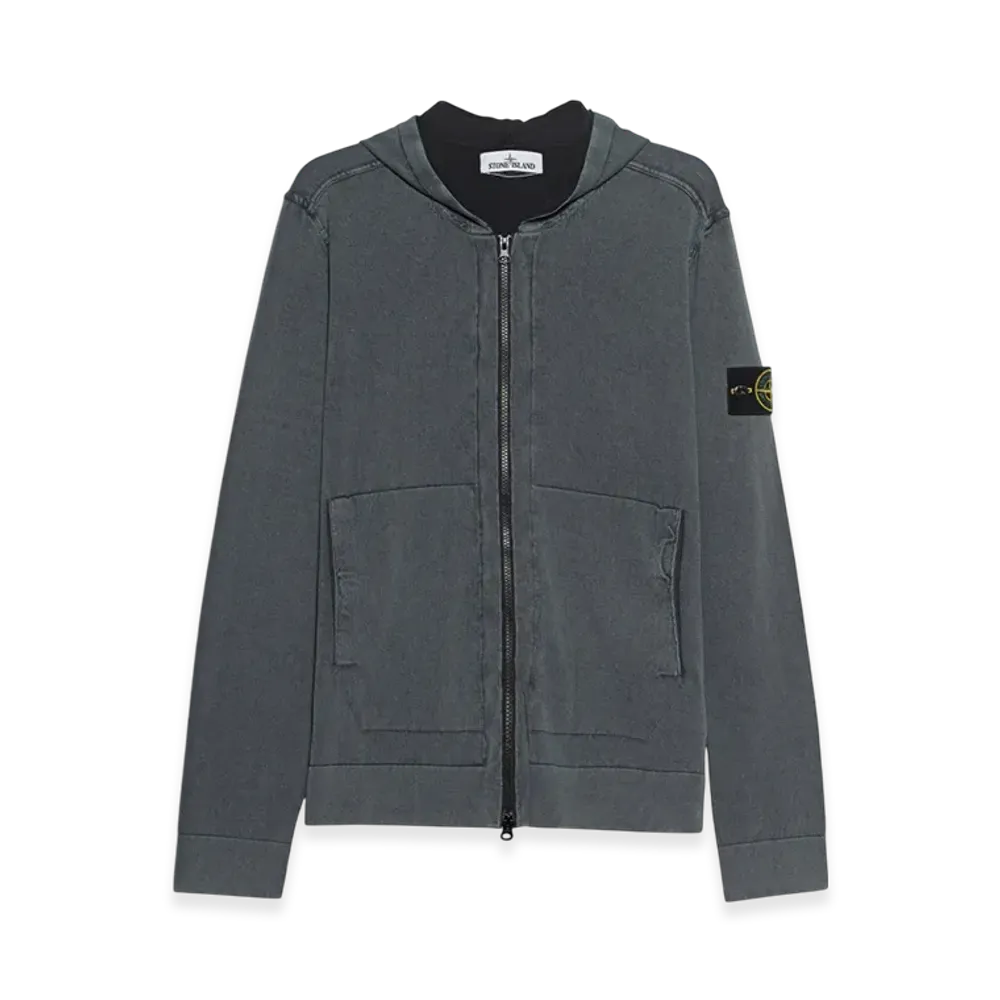 Stone Island 553D9 White Frost Treatment Hooded Knit Cardigan - 21SS "Black"