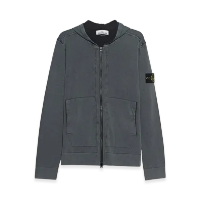 Stone Island 553D9 White Frost Treatment Hooded Knit Cardigan - 21SS "Black"