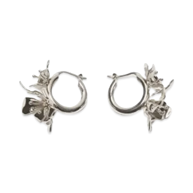 Acne Studios Flower Hoop Earrings "Silver/Transparent"