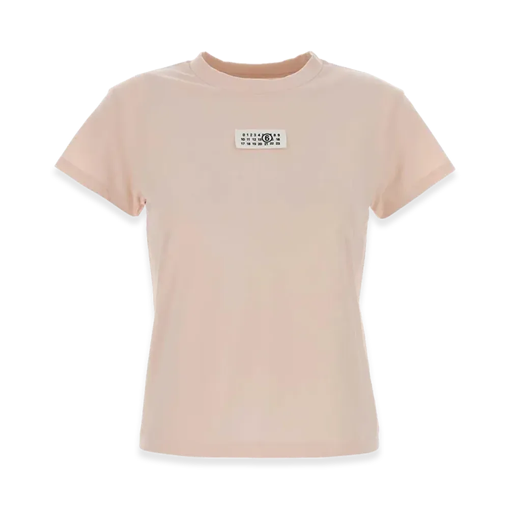 MM6 Maison Margiela Women's Pastel Pink Cotton T-Shirt "Pink"