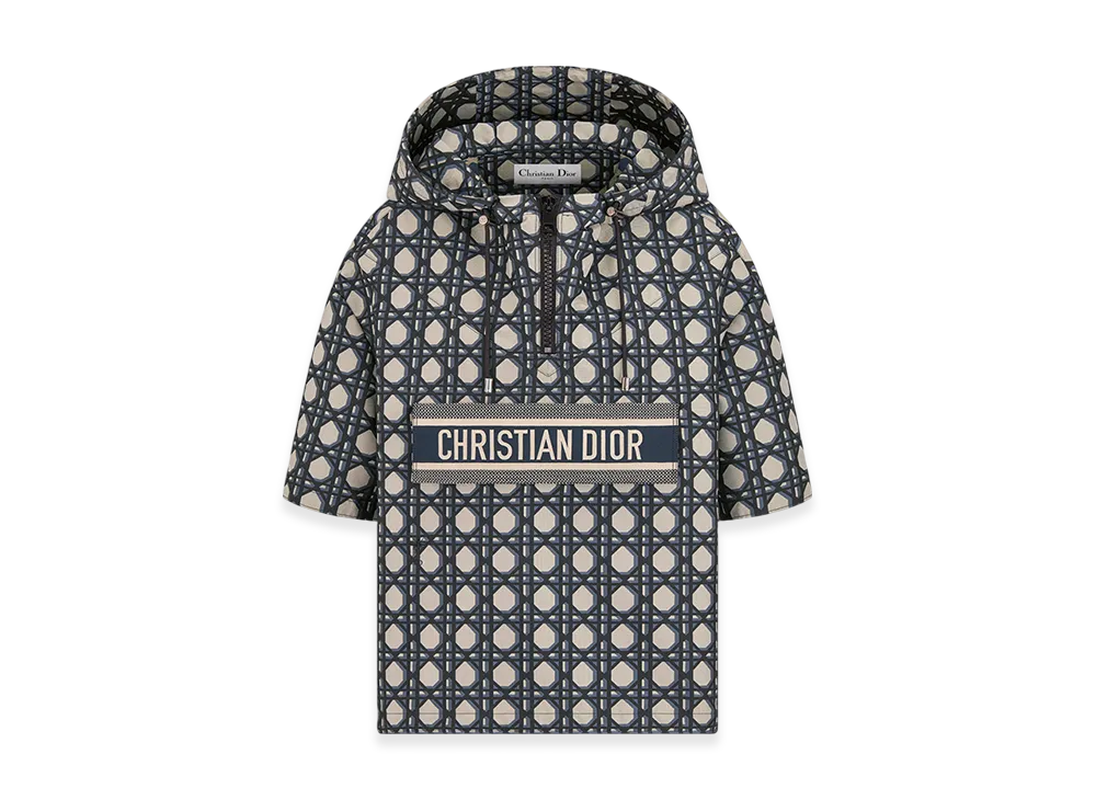 Dior Women's Macrocannage Short-Sleeved Hooded Short Anorak "Navy Blue"