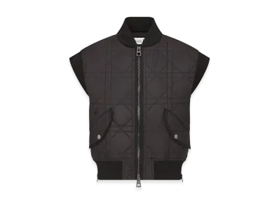 Dior Women's Macrocannage Vest Quilted Technical Taffeta "Black"