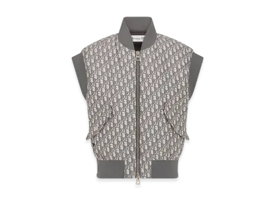 Dior Women's Vest Technical Taffeta Oblique Motif "Gray"