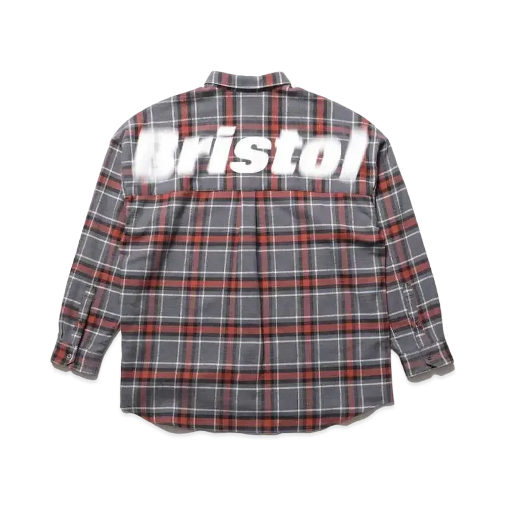 F.C.Real Bristol Flannel Big Logo Baggy Shirt "Grey"