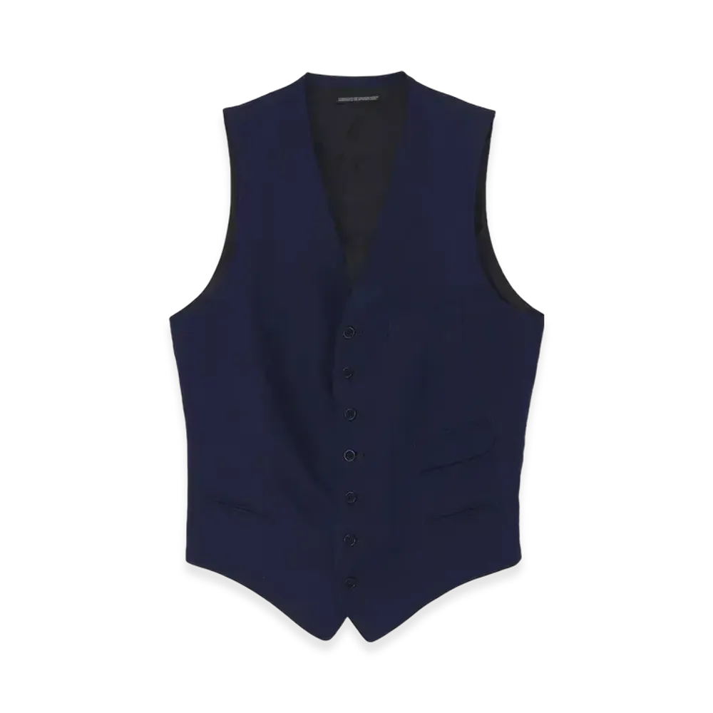 Yohji Yamamoto POUR HOMME Indigo Dyeing Cotton Linen 7Buttons Vest "Navy"