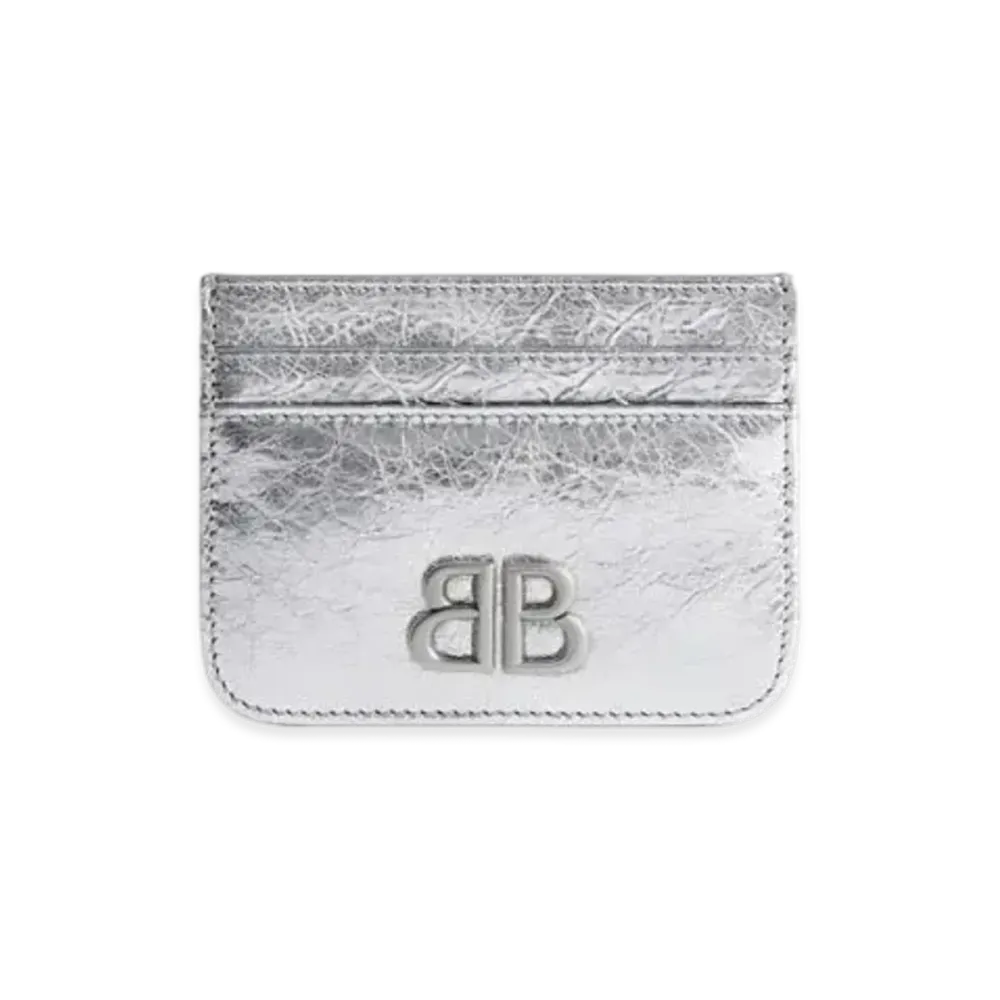 BALENCIAGA Monaco Card Holder Metallized "Silver"