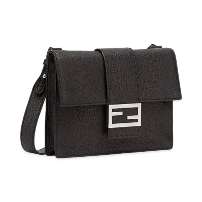 FENDI Flat Baguette Leather Bag "Black"