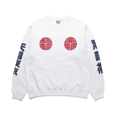 Black Eye Patch WACKO MARIA Crew Neck Sweat Shirt "White"
