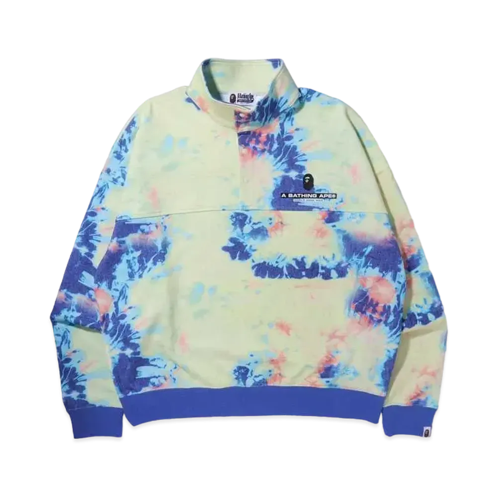 A BATHING APE TIE DYE STAND COLLAR LOOSE FIT SWEAT "Multi"