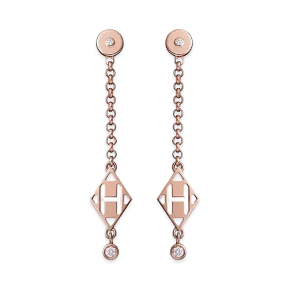 Hermes Gambade H Earrings "Pink Gold"