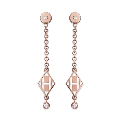 Hermes Gambade H Earrings "Pink Gold"