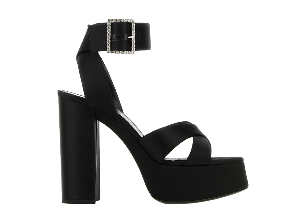 Saint Laurent Women's Black Satin Bianca Sandals "Black"