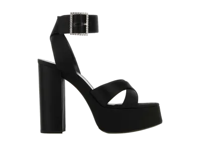 Saint Laurent Women's Black Satin Bianca Sandals "Black"